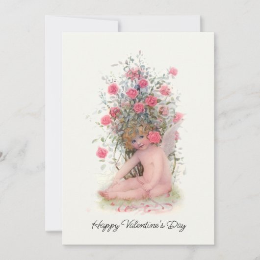  kubusvormig met roze rozenrozen Valentijn Feestdagenkaart (Voorkant)