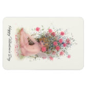  kubusvormig met roze rozenrozen Valentijn Magneet (Horizontaal)