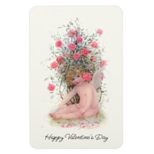  kubusvormig met roze rozenrozen Valentijn Magneet