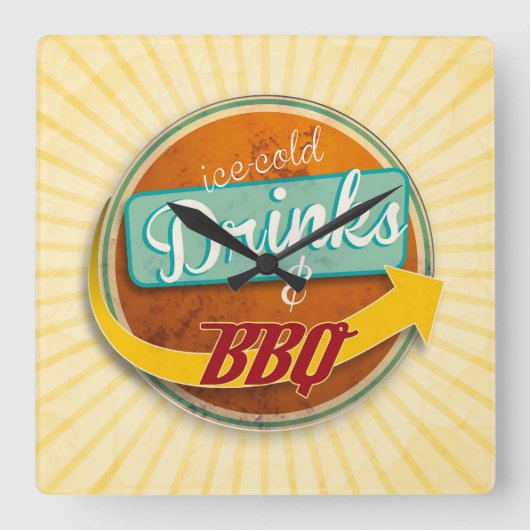 Küchenuhr im 50er-Jahre-Style Vierkante Klok (Voorkant)