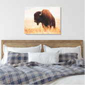 Kudde Amerikaanse Bizons (Bison Bison) In Teton 2 Canvas Afdruk (Insitu (Slaapkamer))