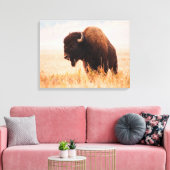 Kudde Amerikaanse Bizons (Bison Bison) In Teton 2 Canvas Afdruk (Insitu (Woonkamer))