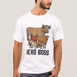Kudde Baas Koe Familie Vintage Gravure Ontwerp_1 T-shirt