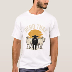 Kudde Die Grappige Koe Oude Graveerontwerp T-shirt