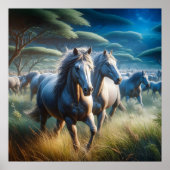 Kudde: Galopperende paarden in het veld Poster (Voorkant)