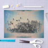 kudde ganzenblauw Sepia  Antiek textuur Tissuepapier (Craft)