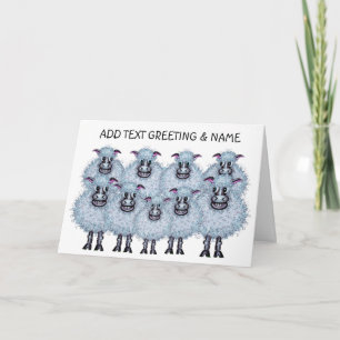 Kudde gelukkige schapen en een lam kaart