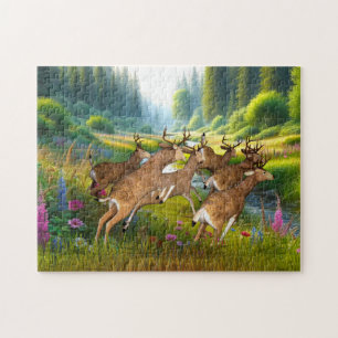 Kudde herten die rennen  legpuzzel