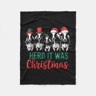 Kudde Het Was Kerst Lieve Feestelijke Koeien Kerst Fleece Deken