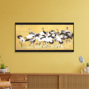 Kudde Kraanvogels (rechterkant) door Ishida Yutei Canvas Afdruk