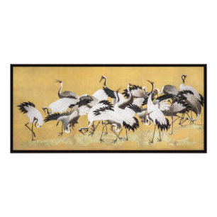 Kudde Kraanvogels (rechterkant) door Ishida Yutei Foto Afdruk