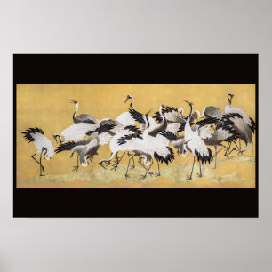 Kudde Kraanvogels (rechterkant) door Ishida Yutei Poster