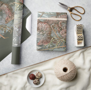 Kudde kreeften in de oceaan, vintage art nouveau cadeaupapier