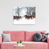 Kudde paarden rennend in de sneeuw canvas afdruk (Insitu (Woonkamer))