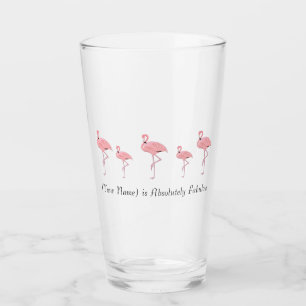 Kudde Roze Flamingo's Aangepaste Naam Glas