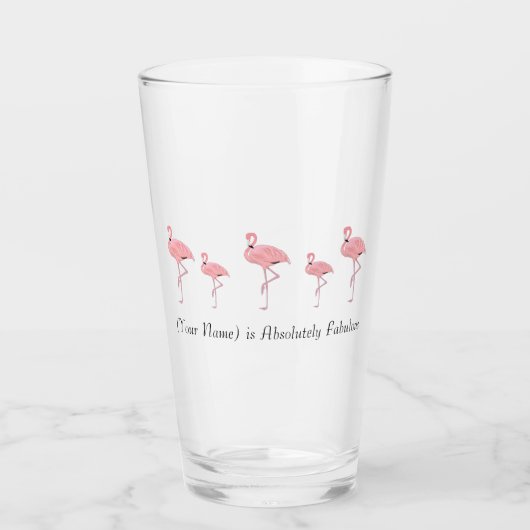 Kudde Roze Flamingo's Aangepaste Naam Glas (Voorkant)