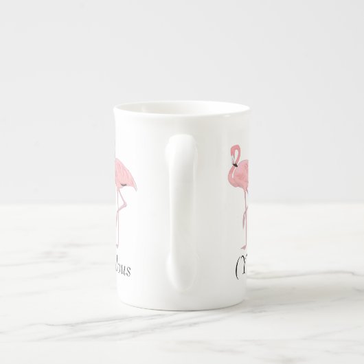 Kudde Roze Flamingo's Aangepaste Naam Porselein Kop (Achterkant)