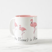 Kudde Roze Flamingo's Aangepaste Naam Tweekleurige Koffiemok (Voorkant links)