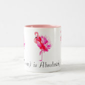 Kudde Roze Flamingo's en Rozen Aangepaste Naam Tweekleurige Koffiemok (Center)