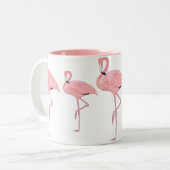 kudde roze flamingo's tweekleurige koffiemok (Voorkant links)