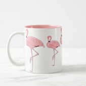 kudde roze flamingo's tweekleurige koffiemok (Links)