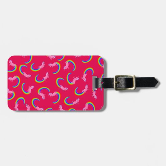 kudde roze unicorns bagagelabel (Voorkant horizontaal)