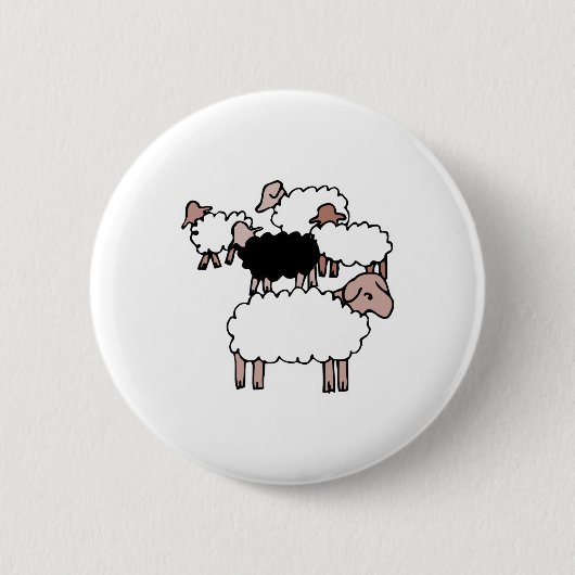kudde schapen met zwart schaap ronde button 5,7 cm (Voorkant)