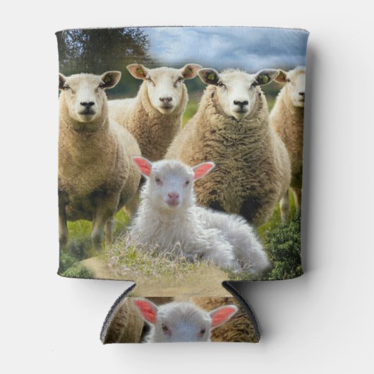 kudde schapen van baby-lammeren blikjeskoeler (Voorkant)