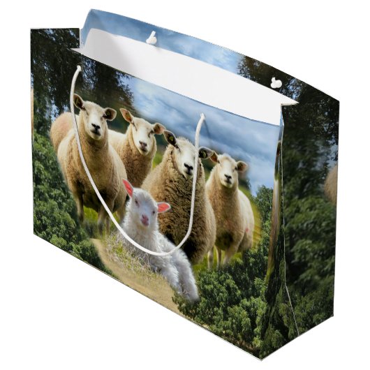 kudde schapen van baby-lammeren groot cadeauzakje (Achterkant Gekanteld)