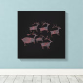 Kudde van de Rotstekening van Elanden Canvas Afdruk (Insitu (Houten vloer))