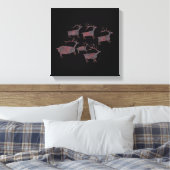 Kudde van de Rotstekening van Elanden Canvas Afdruk (Insitu (Slaapkamer))