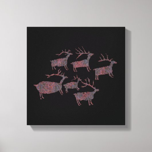 Kudde van de Rotstekening van Elanden Canvas Afdruk (Voorkant)