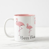 Kudde van Roze Flamingo's Gelukkige Verjaardag Cus Tweekleurige Koffiemok (Links)