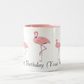 Kudde van Roze Flamingo's Gelukkige Verjaardag Cus Tweekleurige Koffiemok (Center)
