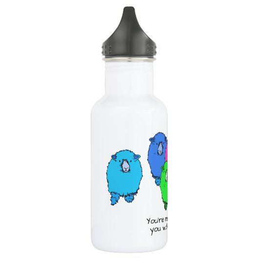 Kudde van schattige cartoon stijl schapen geperson waterfles  (Links)