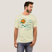 Kudde Vogels en Zonsondergang T-shirt (Voorkant volledig)