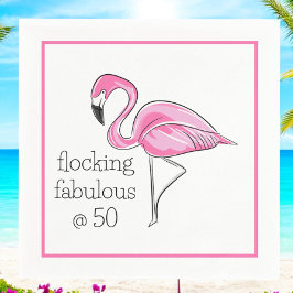 Kudden Fabulous op 50 Roze Flamingo Verjaardag Servet
