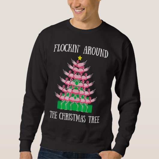 Kudden Rond De Kerstboom Lichten Flamingo Trui (Voorkant)