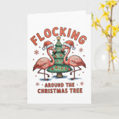 Kudden Rond De Kerstboom Roze Flamingo Kaart (Gele Bloem)