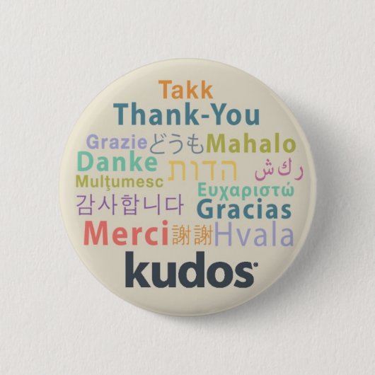 Kudos® Dank je wel Ronde Button 5,7 Cm (Voorkant)