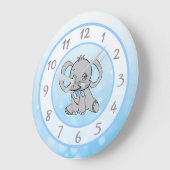 Kuffblauwe olifantenkinderen of kinderdagverblijve grote klok (Hoek)