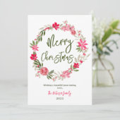 Kuffe kerst florale kreet zonder foto feestdagenkaart (Staand voorkant)