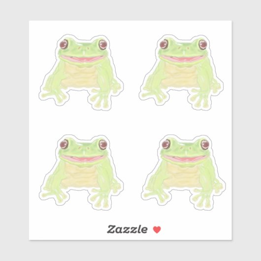 Kuffelgroene kikker - 4x aangepaste snijkop sticke sticker (Vel)