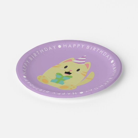 Kuffelkat Birthday Party Papieren Bordje (Gekanteld)