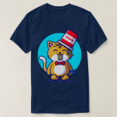 Kuffelkat Eating Ramen in warme kast met chopstick T-shirt (Design voorkant)
