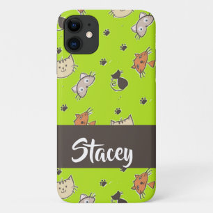 Kuffelkatten op groen Case-Mate iPhone case