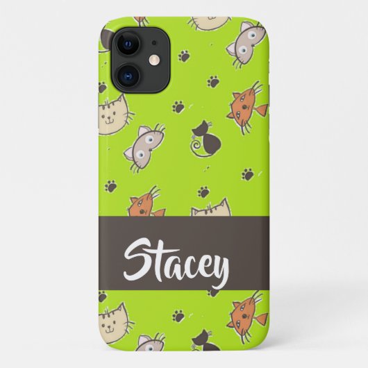 Kuffelkatten op groen Case-Mate iPhone case (Achterkant)