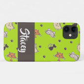 Kuffelkatten op groen Case-Mate iPhone case (Achterkant (horizontaal))