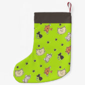 Kuffelkatten op groen kleine kerstsok (Achterkant)