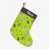 Kuffelkatten op groen kleine kerstsok (Voorkant (Hangend))